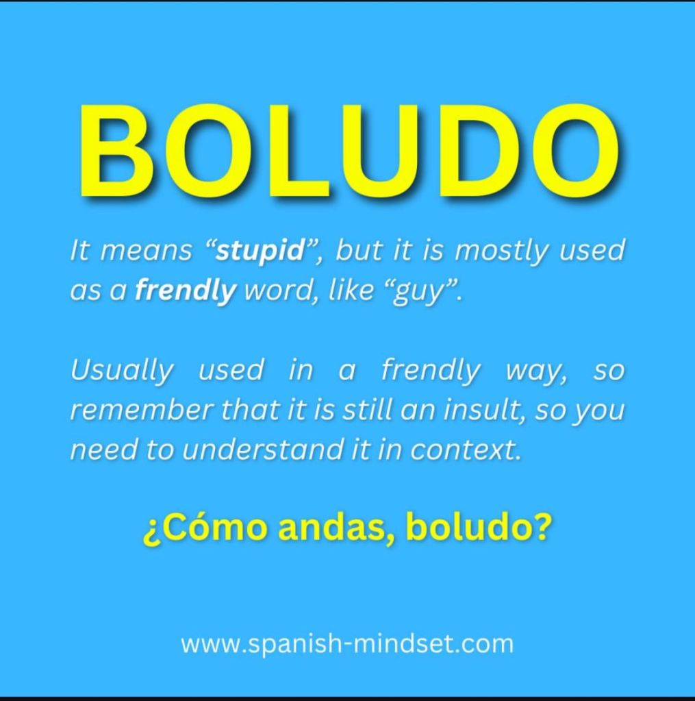 "boludo" examples in argentinian spanish
