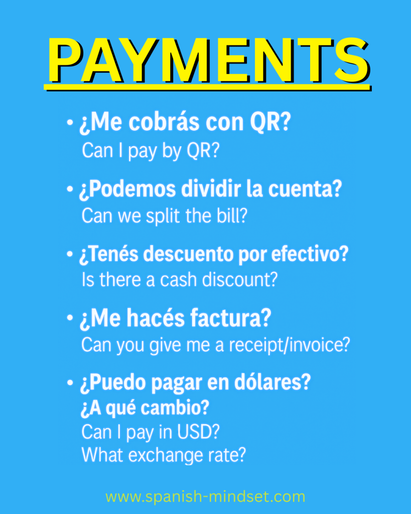 Payment phrases in Argentine Spanish